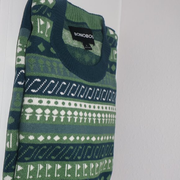 Men's Bonobos Golf Sweater Crewneck Pullover Cotton Cashmere Knit Large - Picture 2 of 5